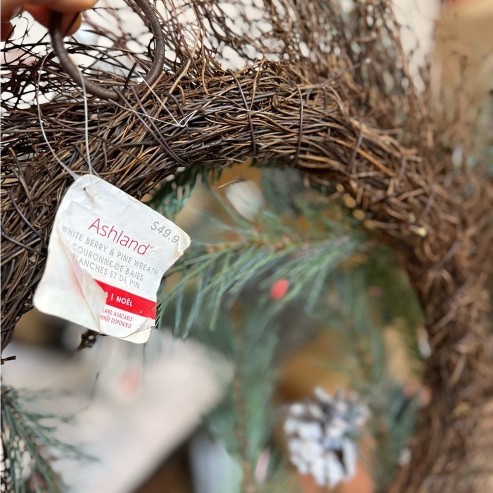 Ashland Green and Brown Holiday Wreath with Pinecones - Picture 2 of 3